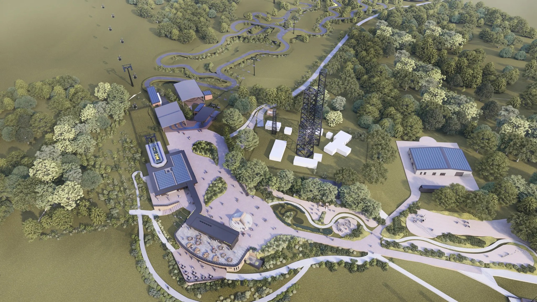 An aerial view of the Skyline Swansea development atop Kilvey Hill.