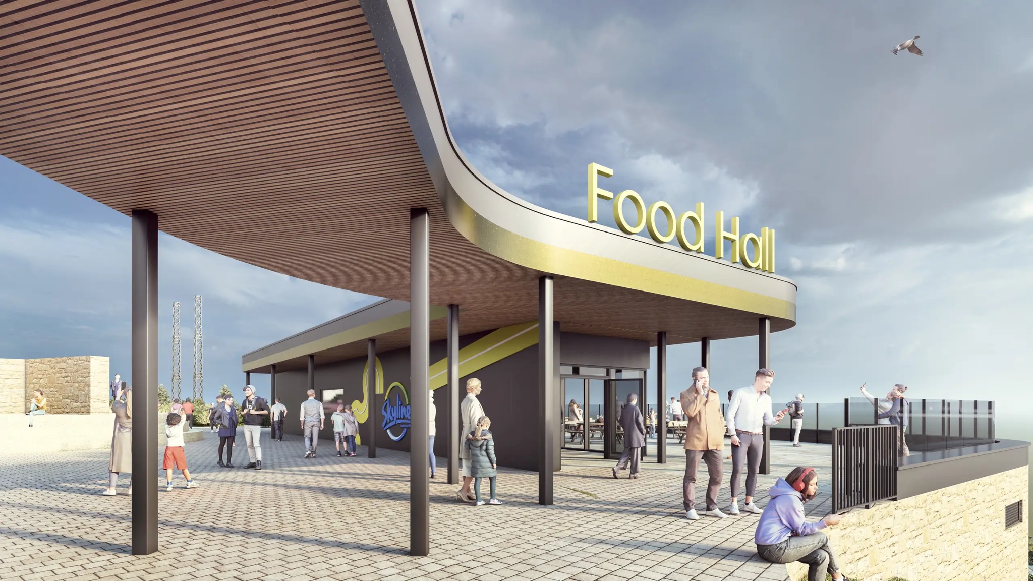 The entrance way to the Skyline Swansea food hall.